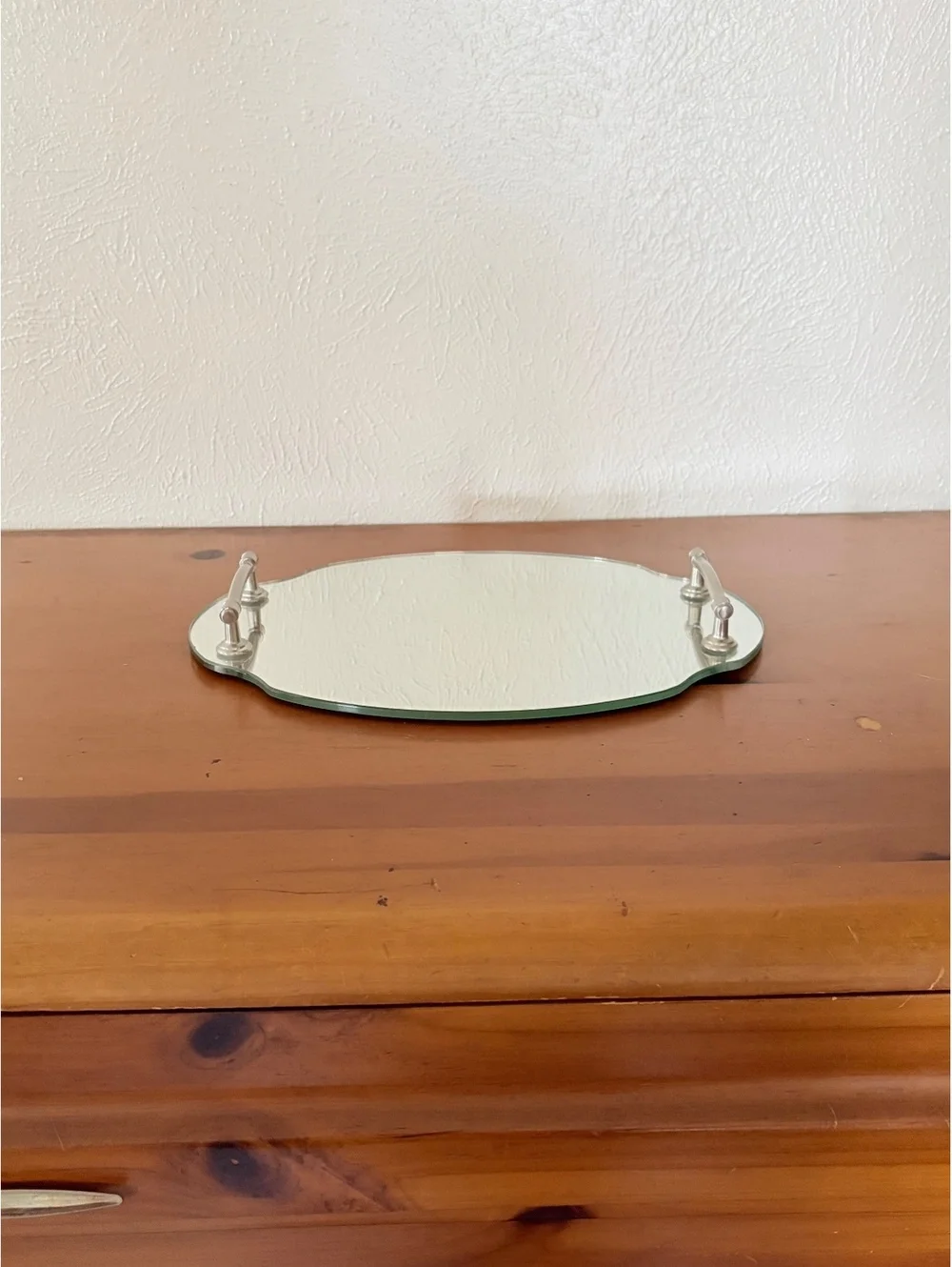 Mirror Tray with Silver Handles Vintage Style